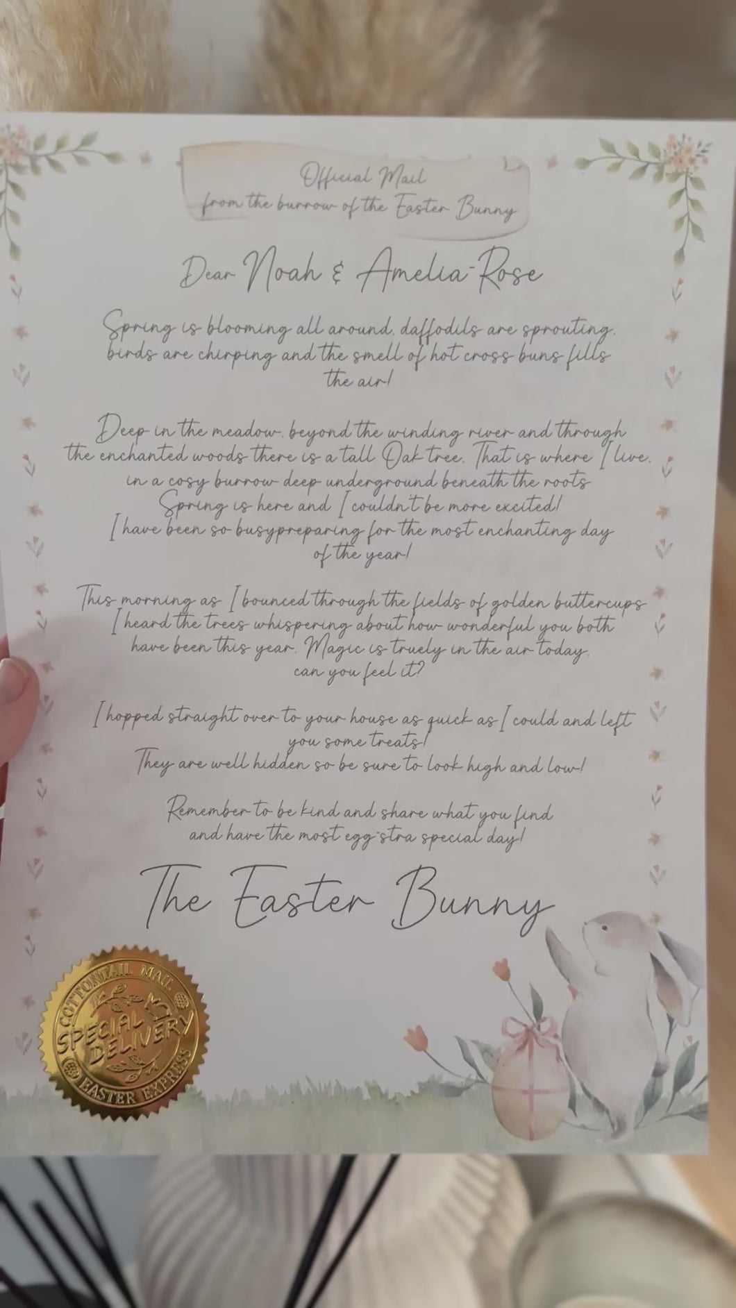 Personalised Easter Bunny Letter