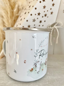 Easter Bunny Wreath Enamel Mug