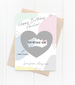 Pastel Happy Birthday Scratch Reveal Postcard